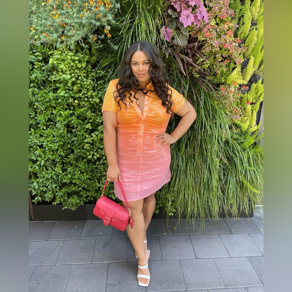 Eloquii Orange and Pink Mini Dress